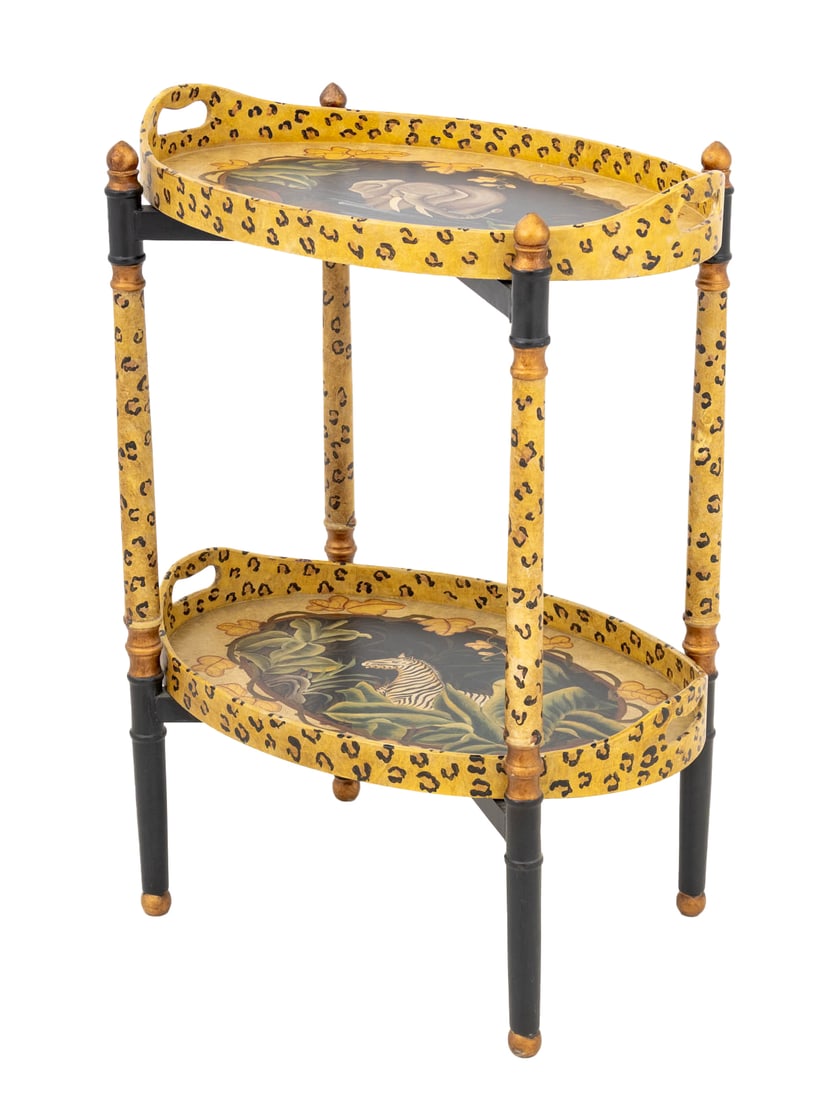 Safari Motif Painted 2-Tier Tray Top Folding Table (1 of 9)