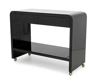 Modern Black Lacquered Waterfall Bar Cart (1 of 8)