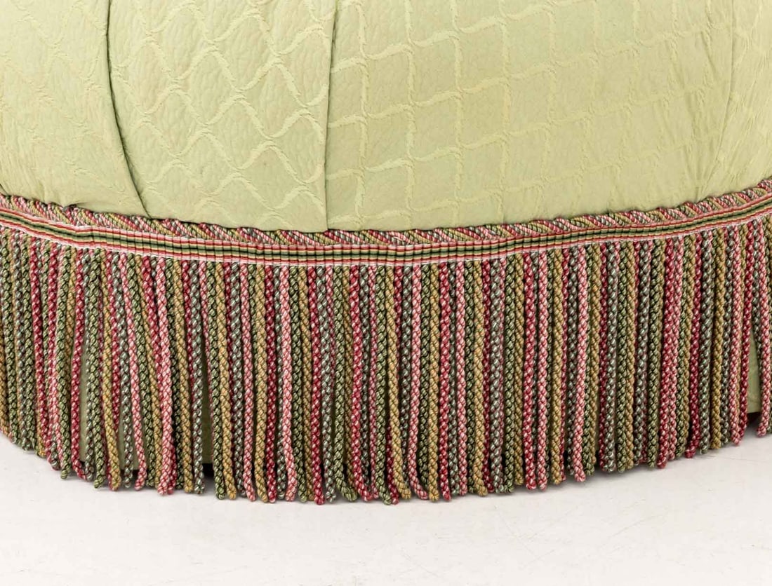 Green Upholstered Button-Tufted Ottoman - 3