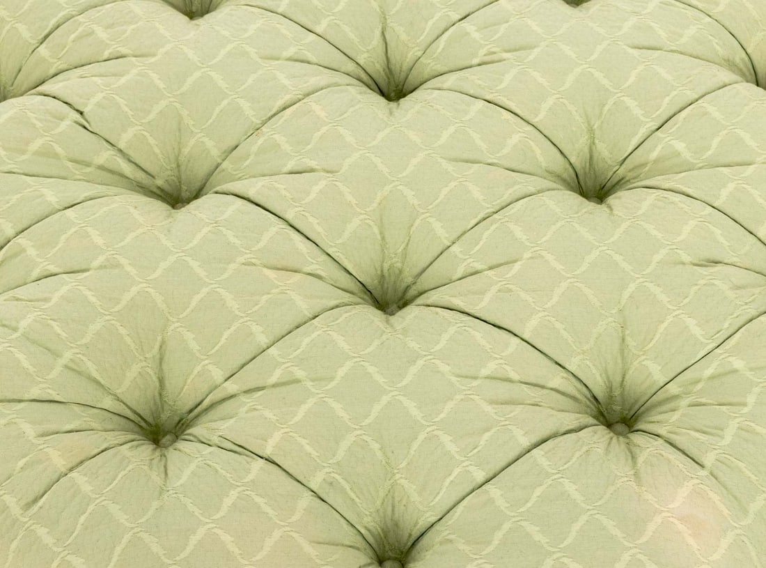 Green Upholstered Button-Tufted Ottoman - 5