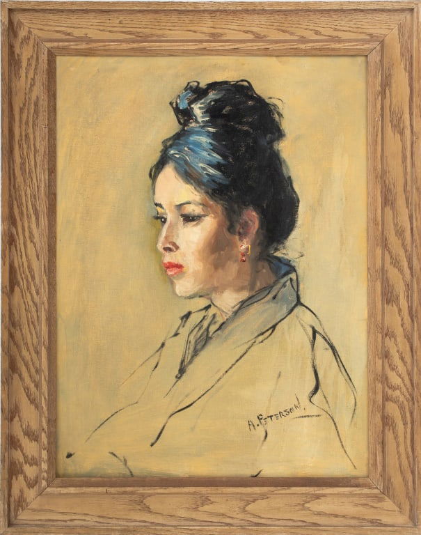 A. Peterson Portrait of Young Woman Oil on Canvas (1 of 5)