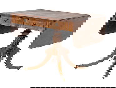 George III Style String Inlaid Mahogany Sofa Table (1 of 10)