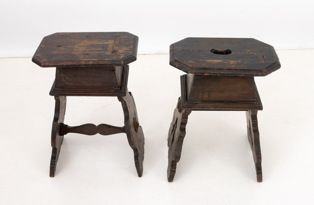 Renaissance Revival Walnut Stools, Pair - 3