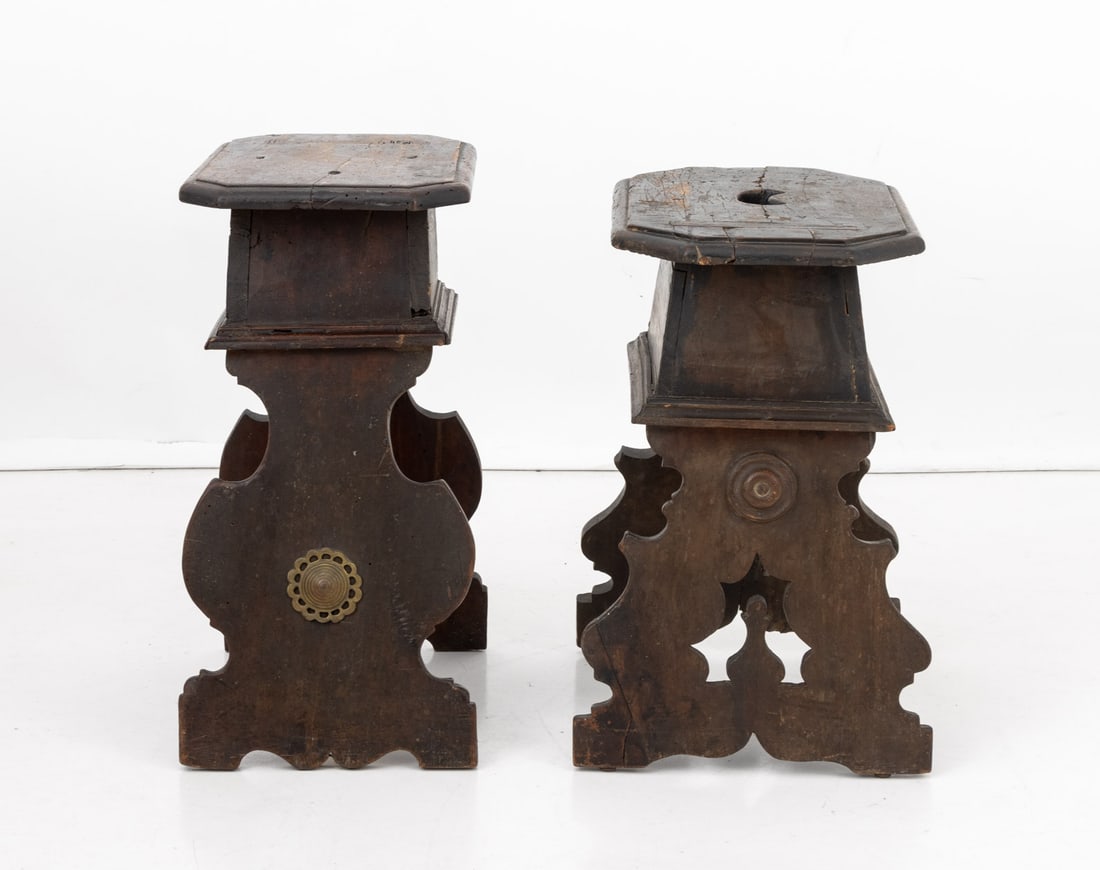 Renaissance Revival Walnut Stools, Pair - 6