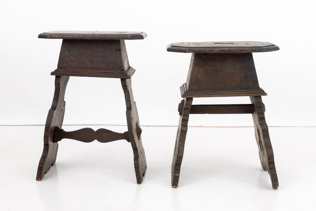 Renaissance Revival Walnut Stools, Pair - 9