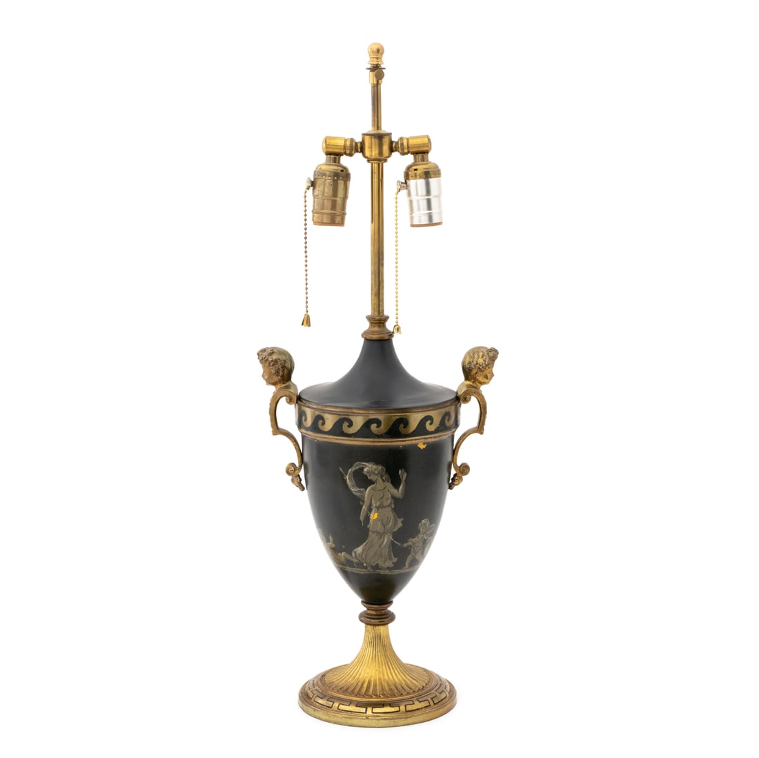 French Empire Style Painted Gilt Metal Table Lamp (1 of 9)