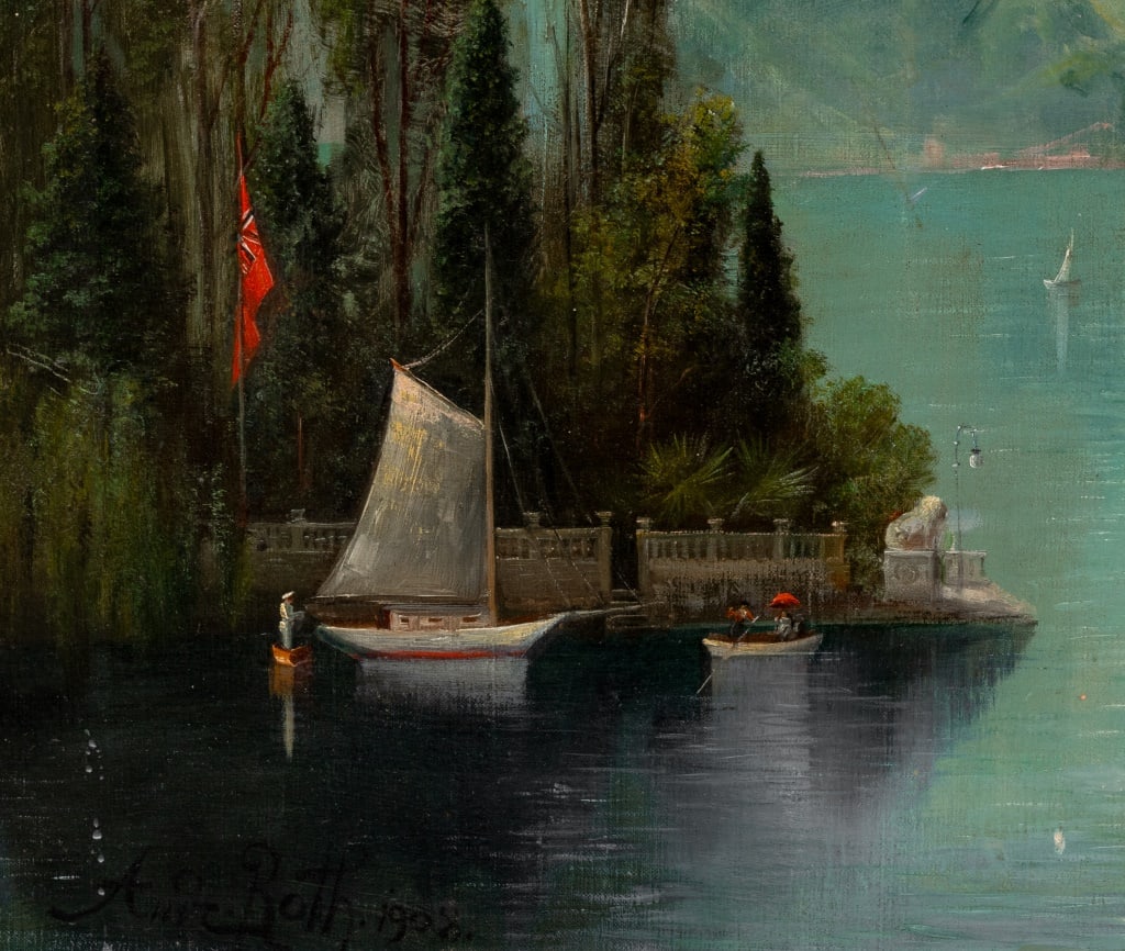 Andreas Roth Alpine Lake Oil on Canvas, 1908 - 4