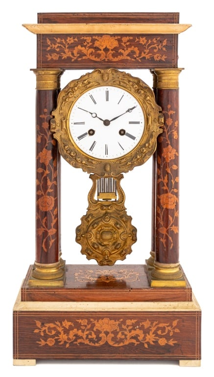 French Empire Style Mahogany Portico Clock (1 of 6)