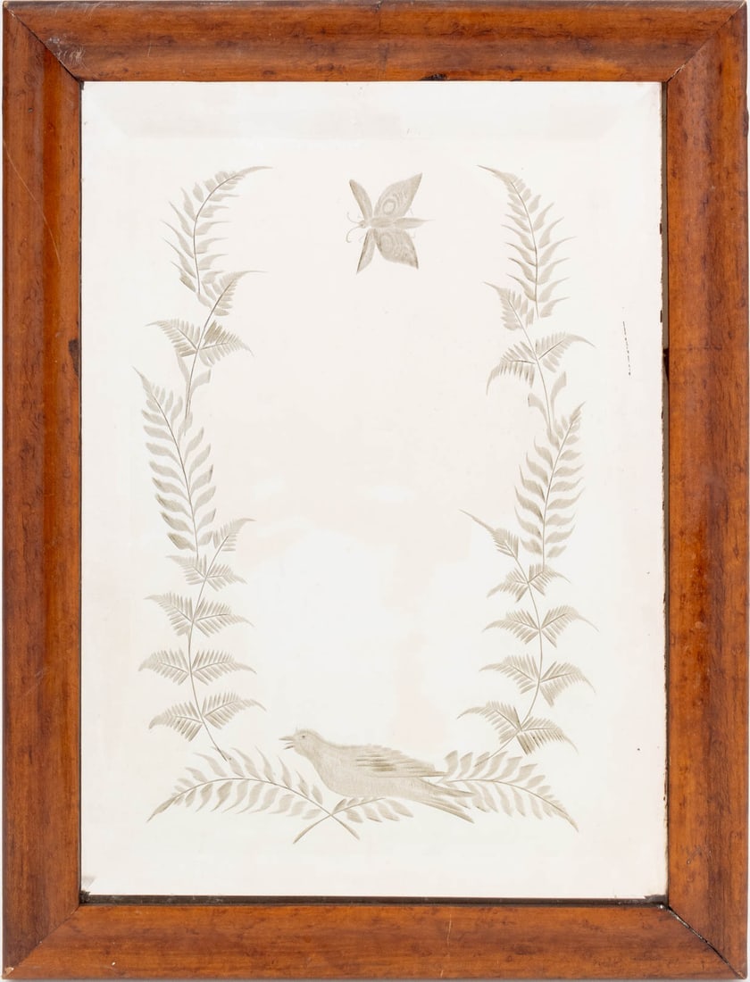 American Etched Beveled Glass Mirror, 19th C. (1 of 7)