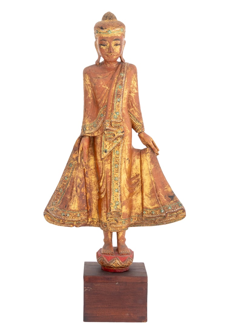 Thai Standing Buddha Giltwood Sculpture (1 of 9)