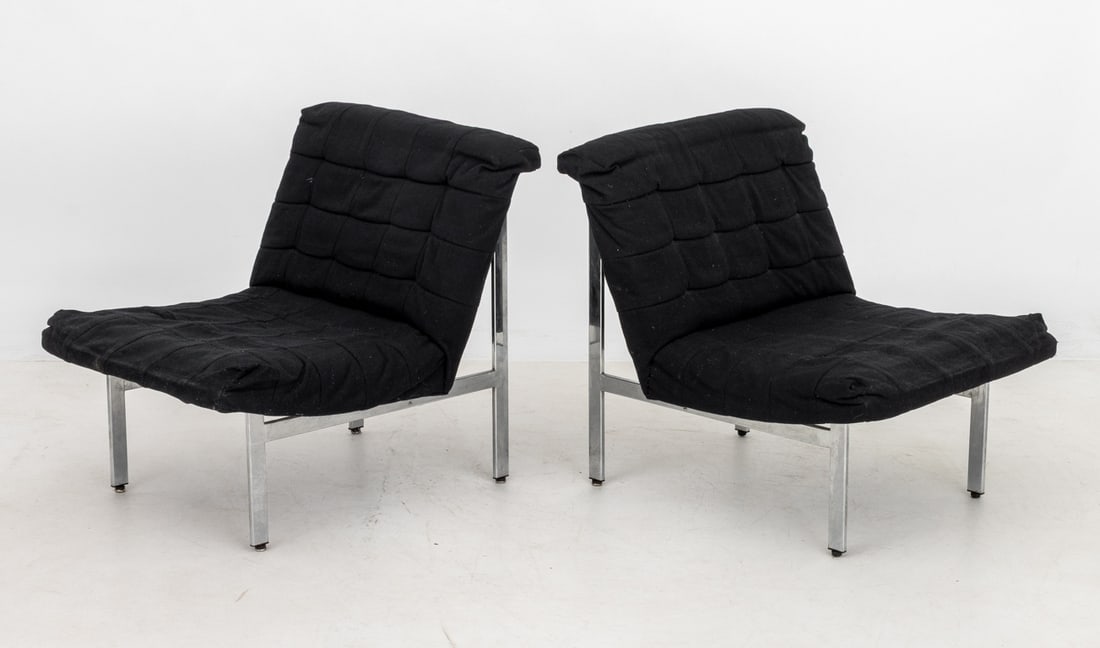 Italian Modern Chrome Lounge Chairs, Pair - 2