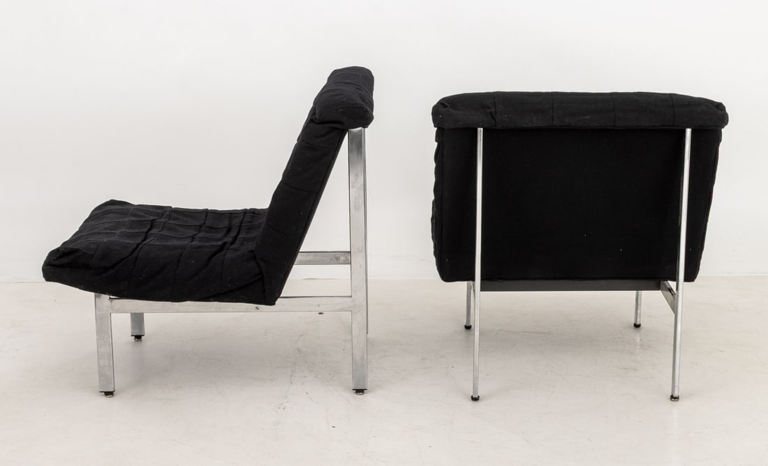 Italian Modern Chrome Lounge Chairs, Pair - 4