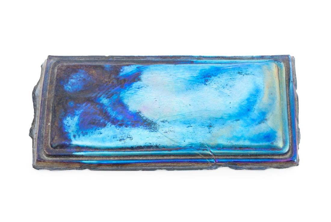 Tiffany Blue Favrile Turtleback Glass Tile (1 of 9)