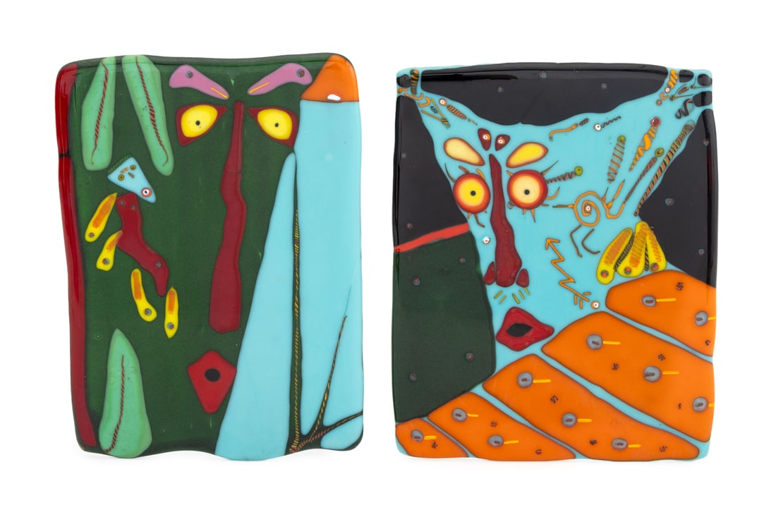 Illegibly Signed Fused Glass Portrait Plaques, 2 (1 of 11)