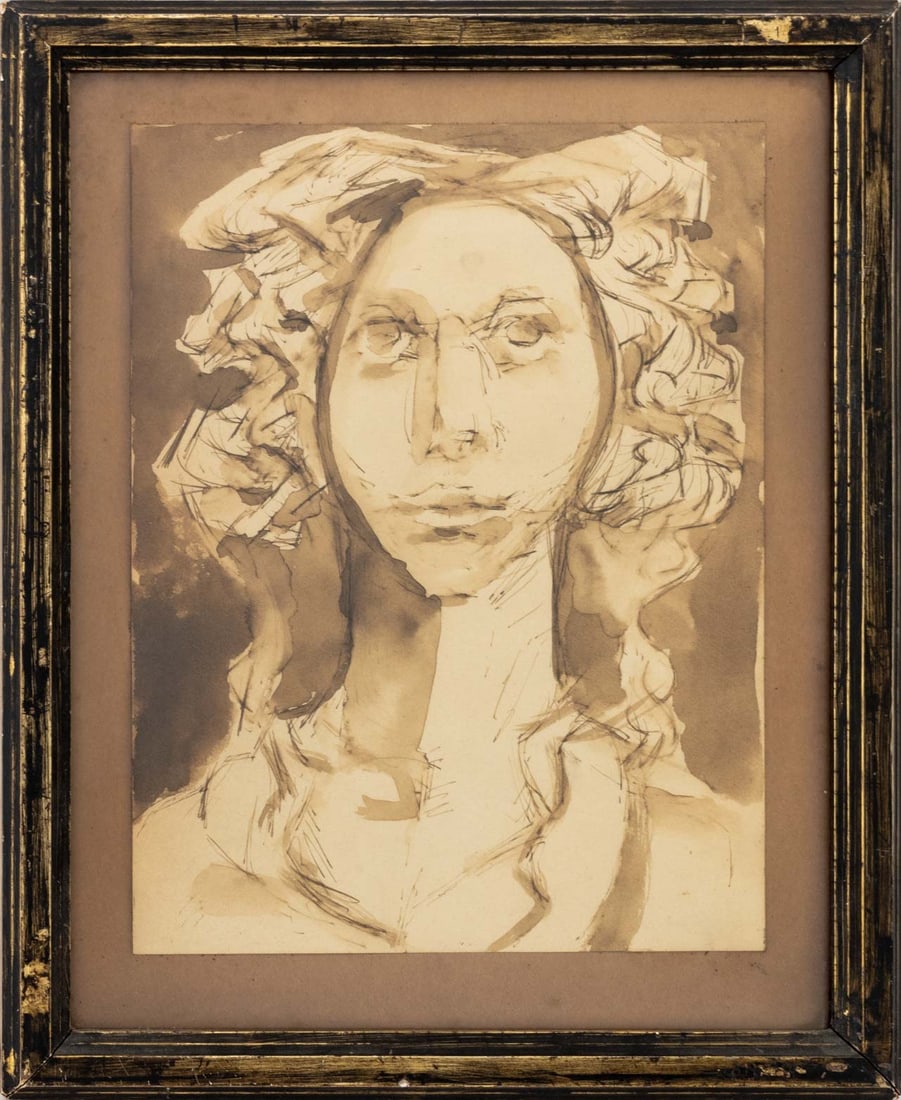 Leonor Fini Attr. Portrait of a Woman Watercolor (1 of 5)