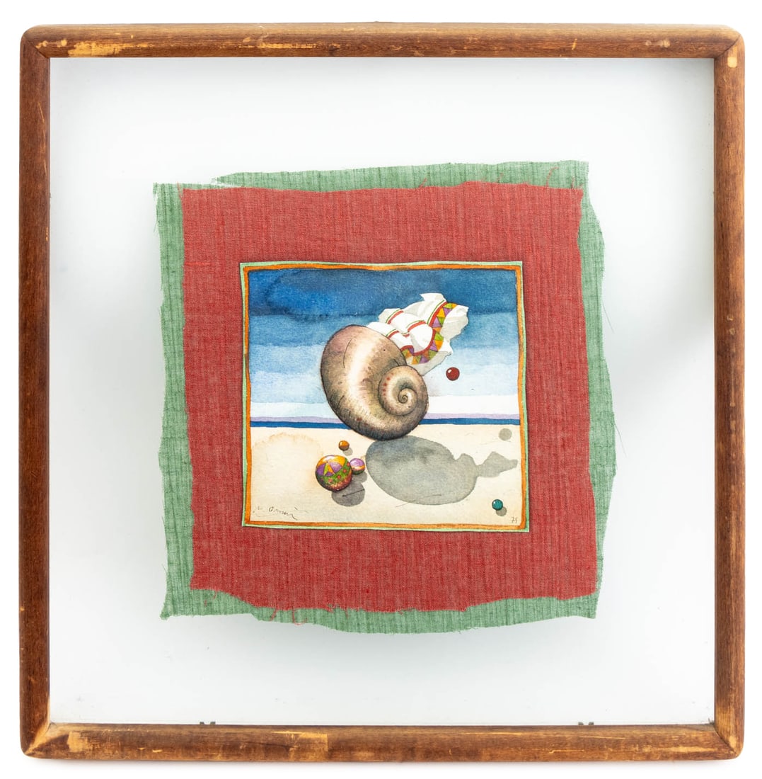 Illegibly Signed Shell Dreamscape Watercolor (1 of 8)