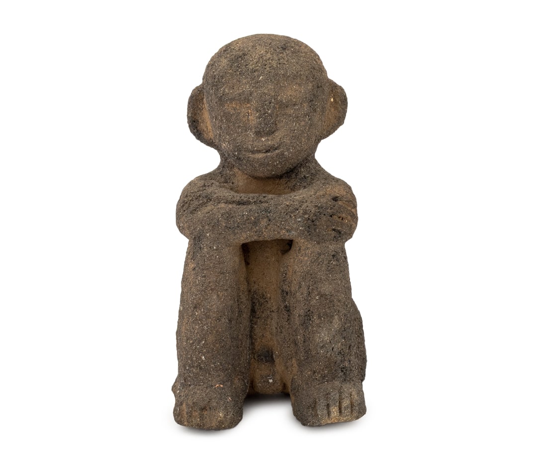 Costa Rican Seated Figure Volcanic Stone Sculpture (1 of 8)
