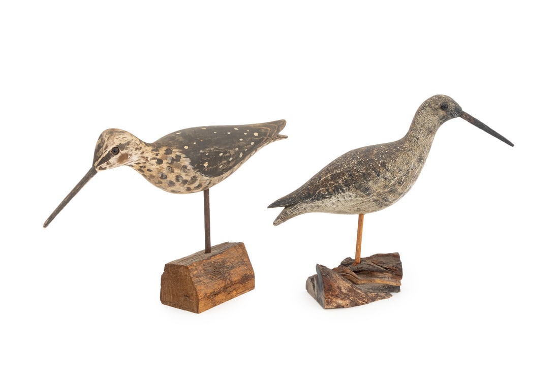 Painted and Carved Wood Shorebird Decoys, Pair (1 of 10)