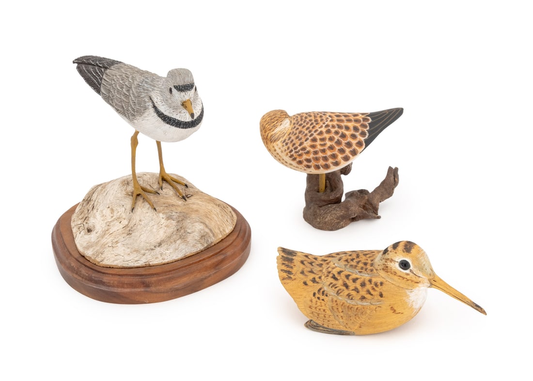 Folk Art Painted Wood Shore Bird Carvings, 3 (1 of 17)