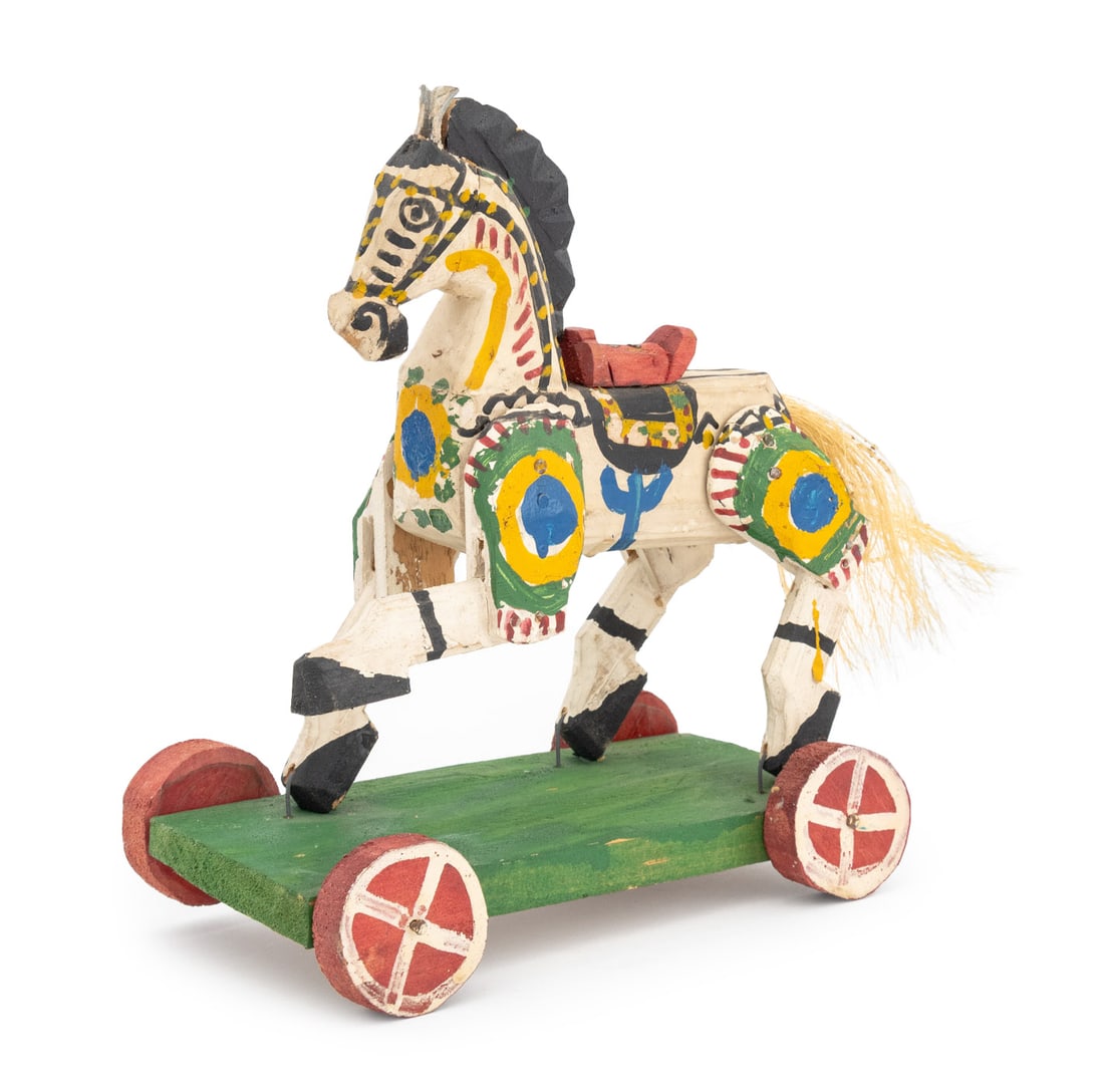 Folk Art Carved and Painted Zebra Pull Toy (1 of 7)