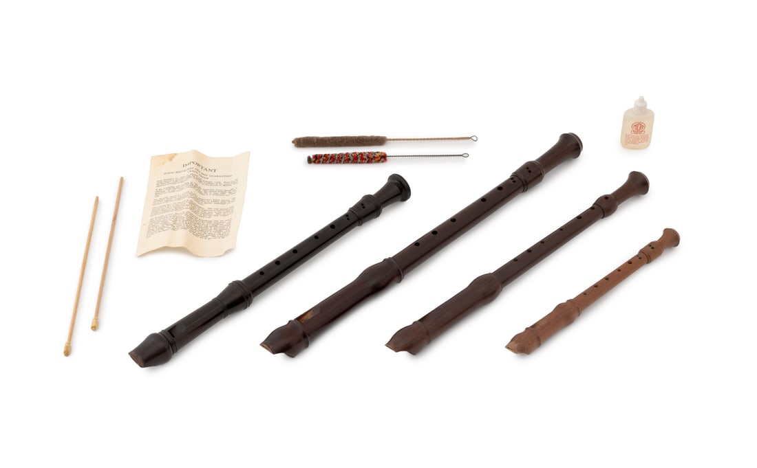 Koch & Kung Woodwind Recorders, 4: Collection of Four Woodwind Recorders, comprising: three Koch Haverhill American recorders and one Kung Meisterstuck Swiss ebony recorder, the middle joint marked "Hargail / NYC", together with three