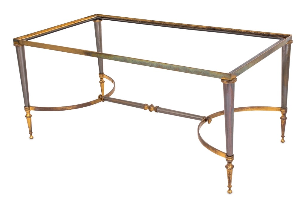 Modern Chrome and Gold-Tone Cylindrical Side Table: Modern Minimalist Chrome and Gold-Tone Cylindrical Side Table. 20.75" H x 14.25" Diameter. Provenance: From a New York City Collection. Keywords: Modern Furniture, Vintage Furniture, Milo Baughman sty