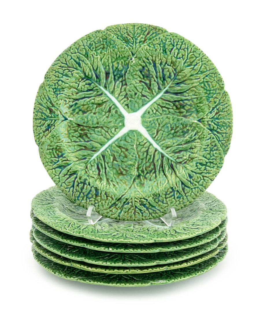 Portuguese Majolica Cabbage Leaf Plates, 6 (1 of 6)