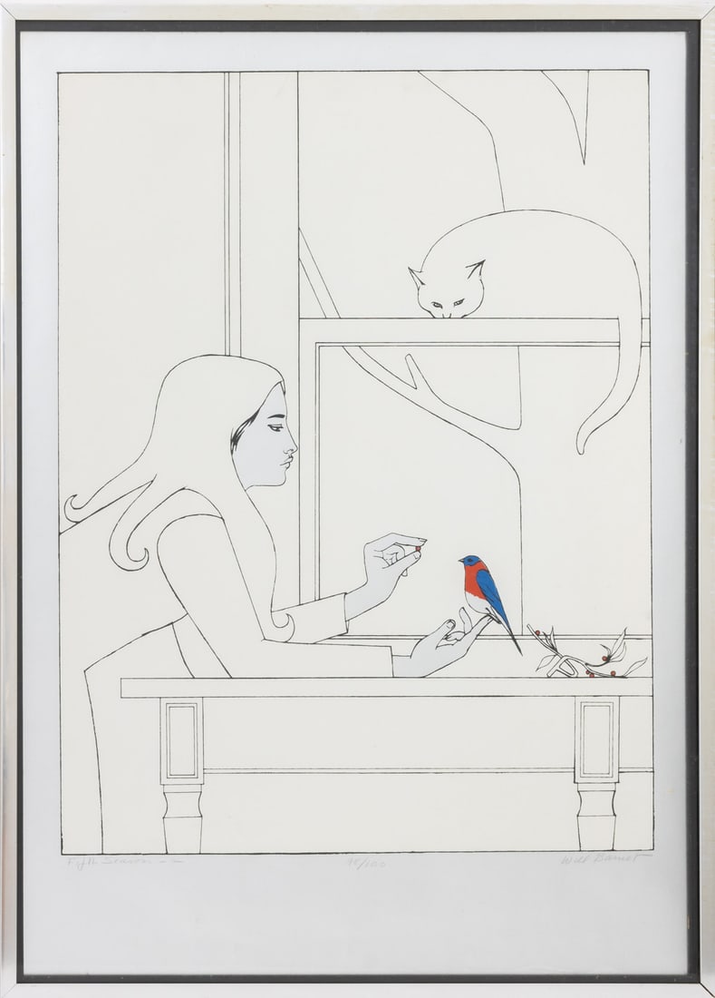 Will Barnet "Fifth Season - 2" Screenprint, 1977: Will Barnet (American, 1918-1992), "Fifth Season - 2", Screenprint in Colors with Silver Foil, 1977, signed in pencil lower right, numbered edition "98/100" lower center, and titled lower left, paper