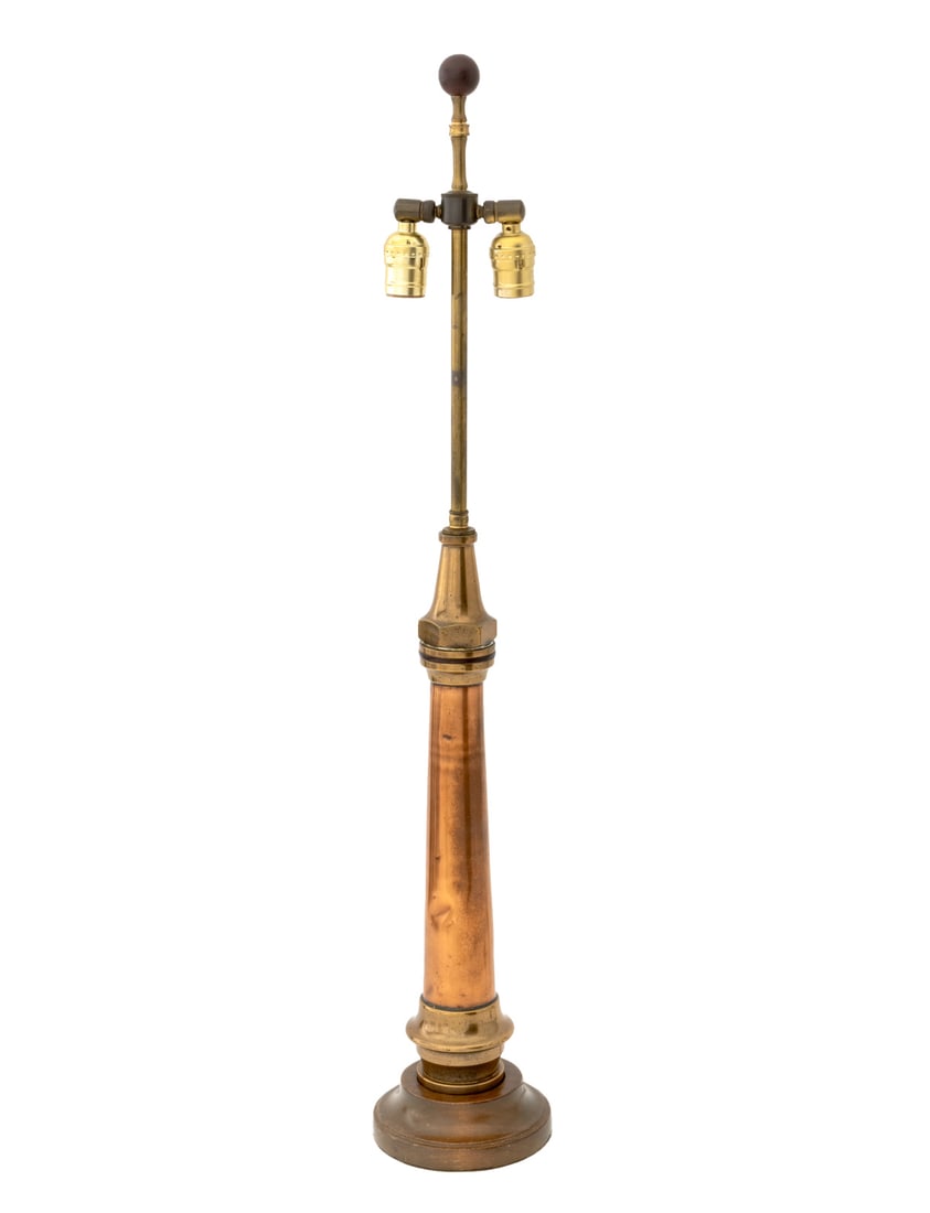 Copper & Brass Fire Hose Nozzle Mounted Table Lamp (1 of 6)