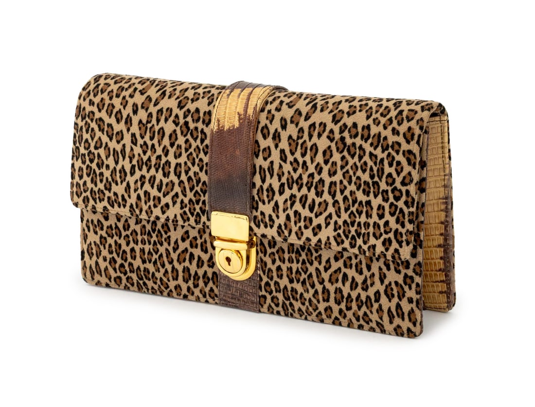 Manolo Blahnik Leopard Print Suede Clutch (1 of 9)