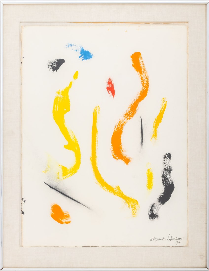 Alexander Liberman Abstract Lines Gouache, 1976 (1 of 6)