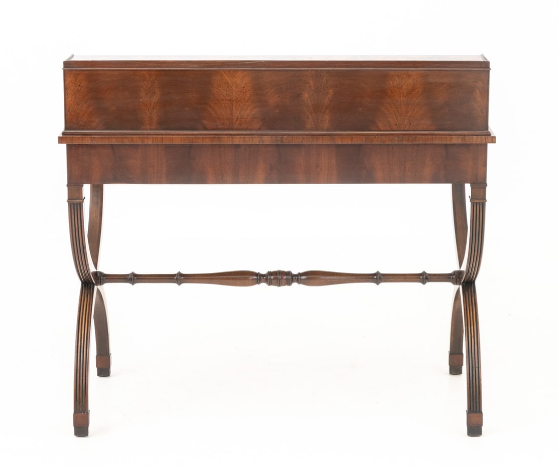 English Regency Flame Mahogany and Walnut Desk - 8
