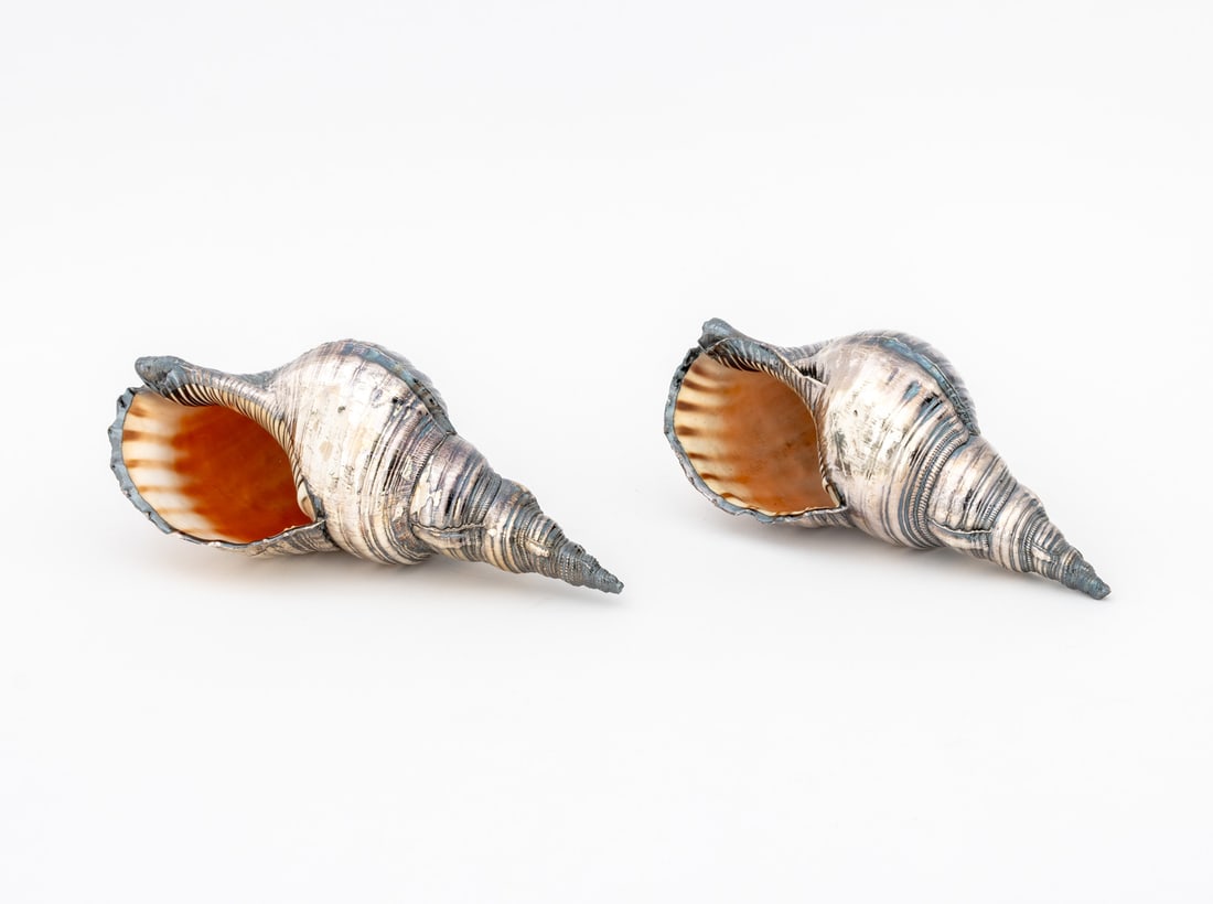 Karl Springer Attr. Silver Plated Seashells, Pair (1 of 5)