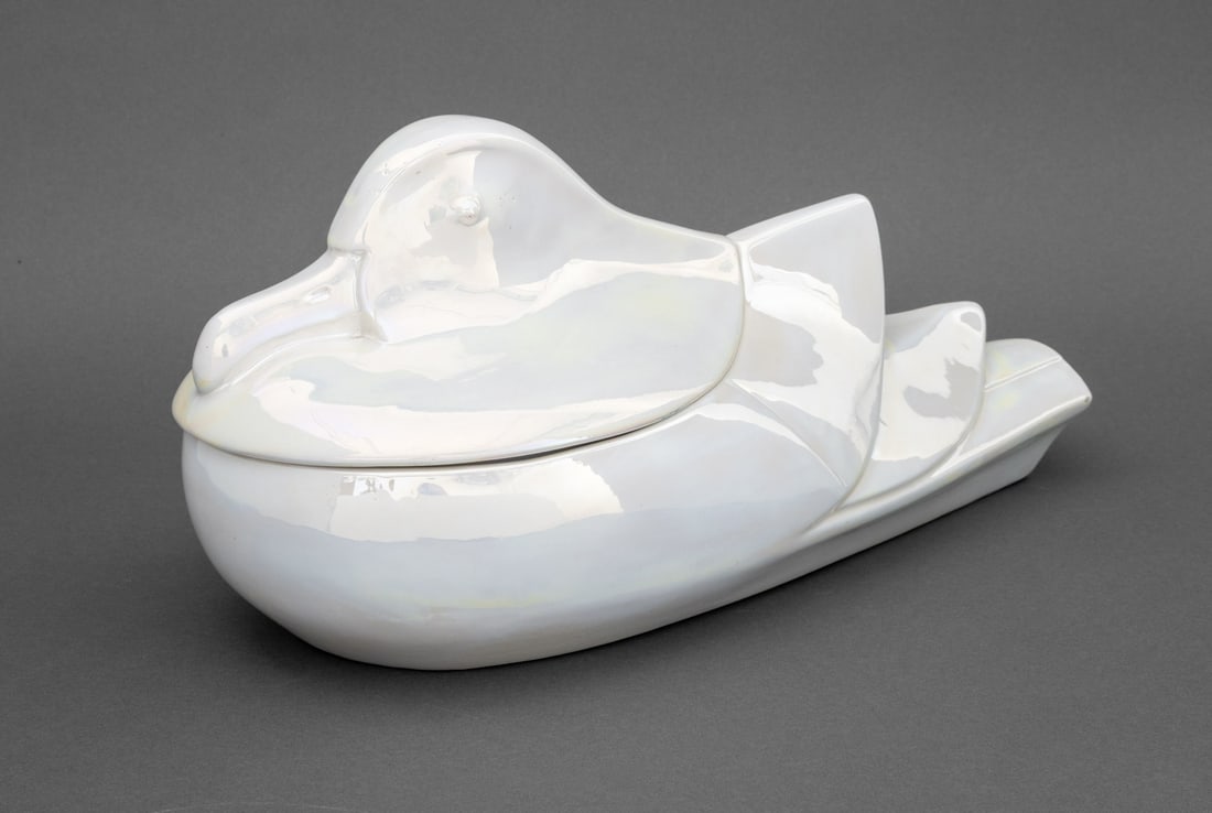 Italian Iridescent Glazed Duck Form Soup Tureen (1 of 12)
