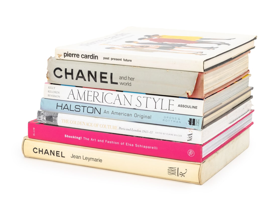 Books on Fashion, 7: Collection of Seven Books on Fashion, comprising: "Chanel and her World", Charles-Roux, Edmonde, "Halston: An American Original", Gross, Elaine and Fred Rottman, "Pierre Cardin Past Present and Future