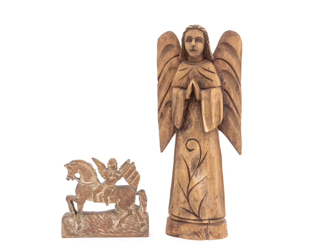 Folk Art Carved Wood Angel Sculptures, 2 (1 of 13)