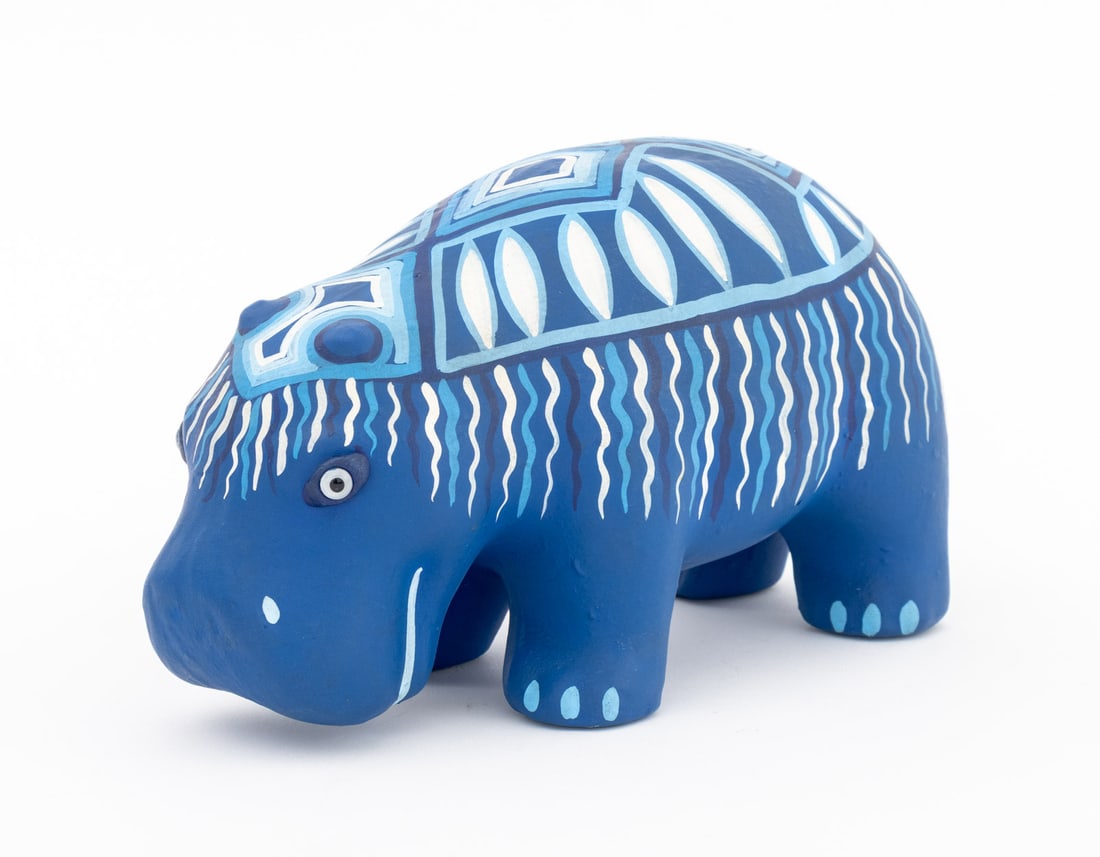 Signed Art Pottery Standing Hippo Sculpture (1 of 8)