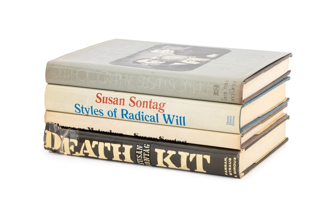 Susan Sontag Signed Books, 4: Collection of 4 Susan Sontag Books, comprising: "On Photography", signed and inscribed, "Styles of Radical Will", signed and inscribed, "Illness as a Metaphor", signed and inscribed, "Death Kit",