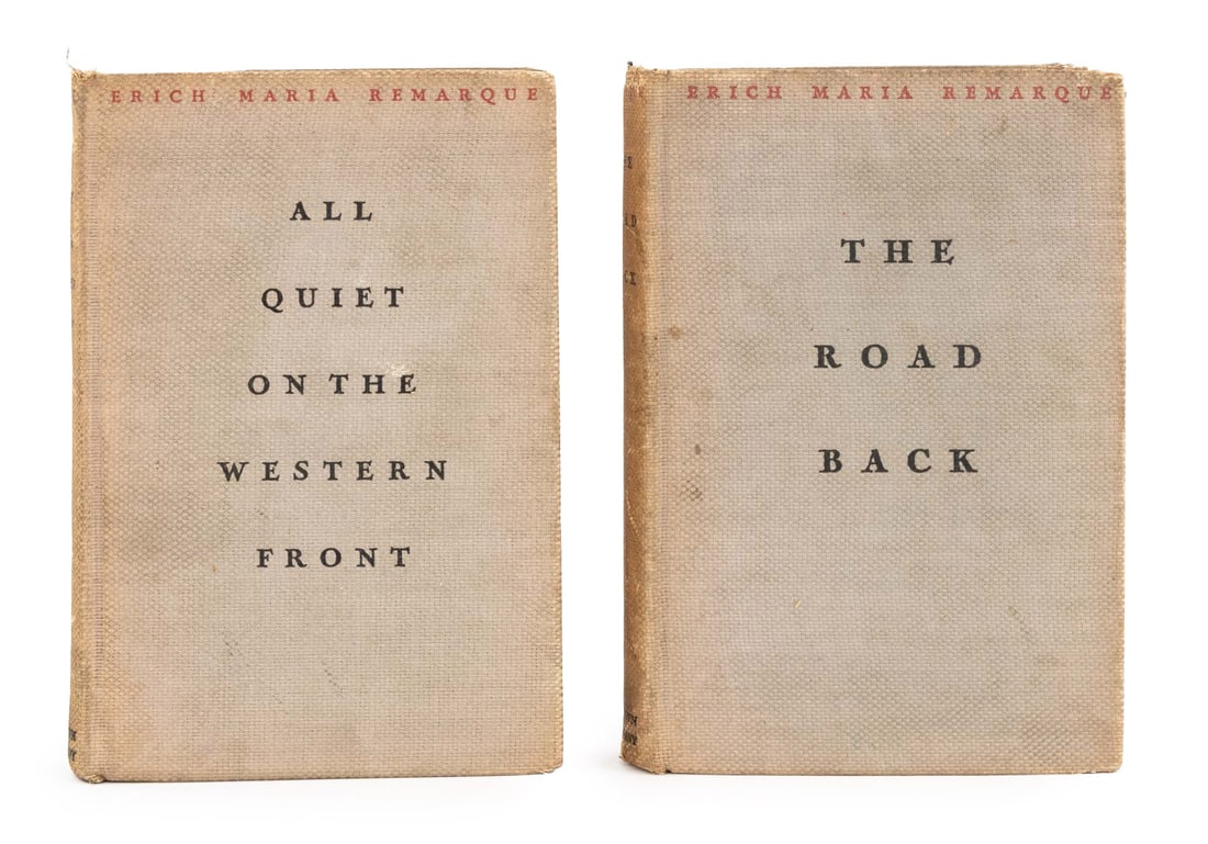Erich Maria Remarque Books, 2: Remarque, Erich Maria, "All Quiet on the Western Front", Boston: Little, Brown, and Company, 1929; and Remarque, Erich Maria, "The Road Back", Boston: Little, Brown, and Company, 1931. Each: 8" L x
