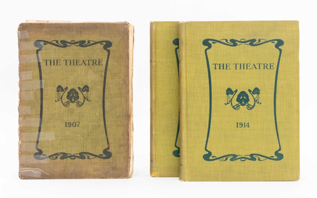 Bound Volumes of "The Theatre", 1907 & 1914, 3: Collection of Three Bound Volumes of "The Theatre: Illustrated Monthly Magazine of Theatre and Musical Art", comprising: "Vol. VII, 1907", "Vol. XIX, 1914", "Vol. XX, 1914". Largest: 14" L x 9.75" W