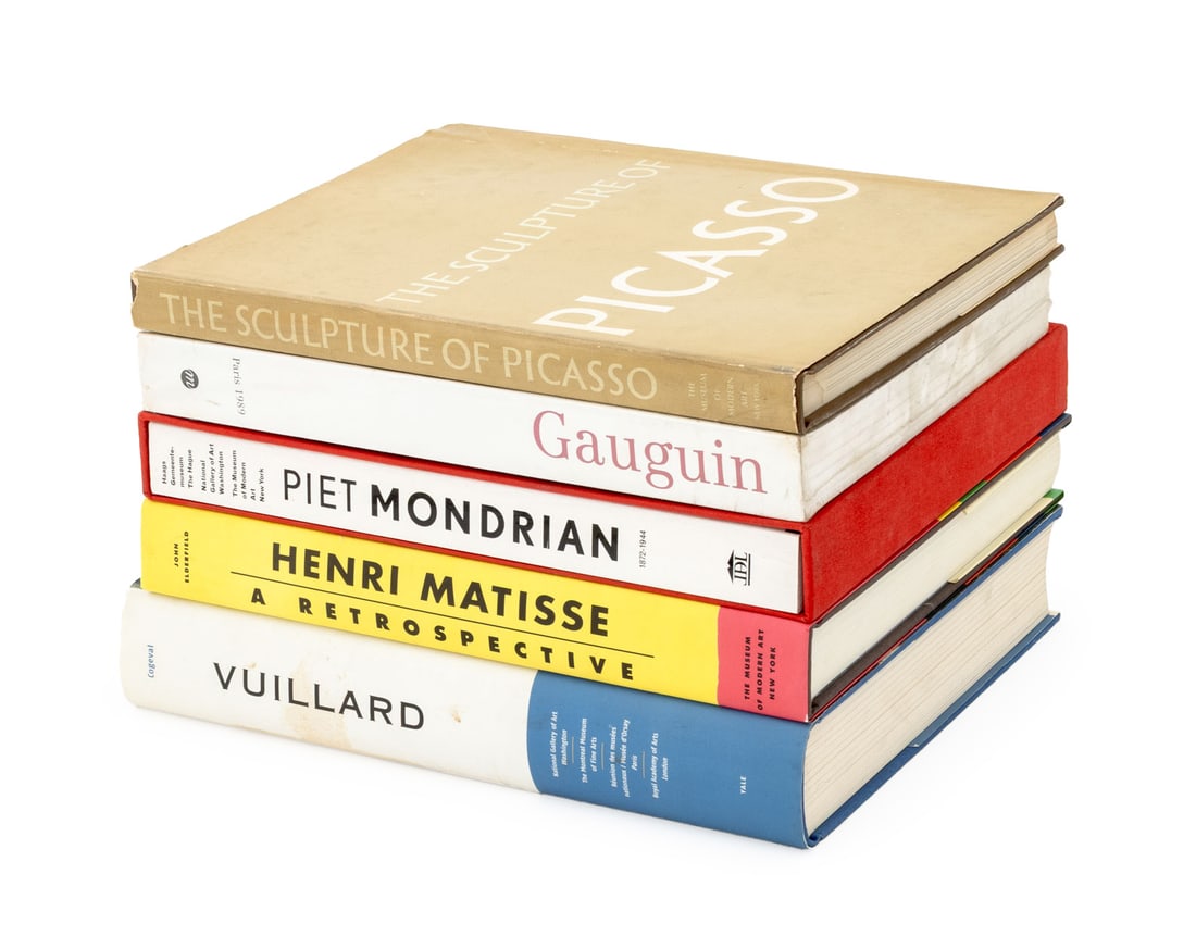 Books on Artists, 5: Collection of Five Books on Artists, comprising: "Henri Matisse: A Retrospective", Elderfield, John, "Gauguin", "The Sculpture of Picasso", Penrose, Roland, "Edouard Vuillard", "Piet Mondrian