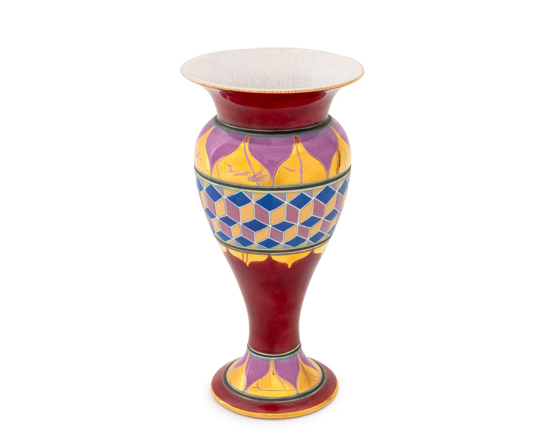 English "Isis" Polychrome Glazed Porcelain Vase (1 of 6)