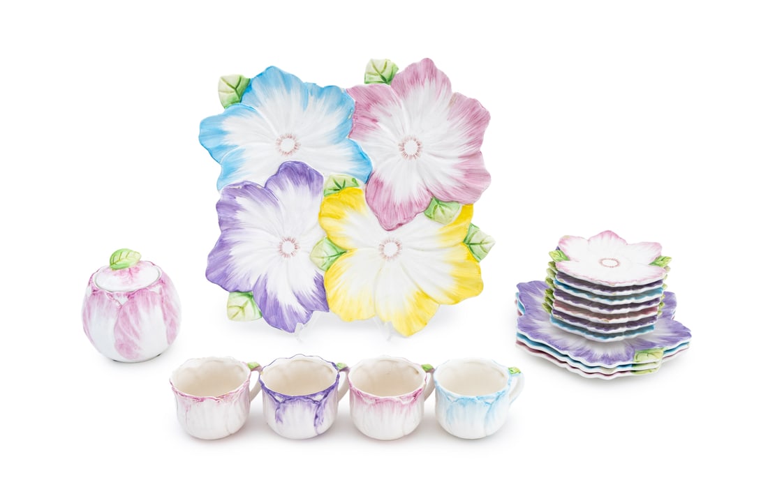 Floral Hand-Painted Ceramic Service, 16 Pcs. (1 of 18)