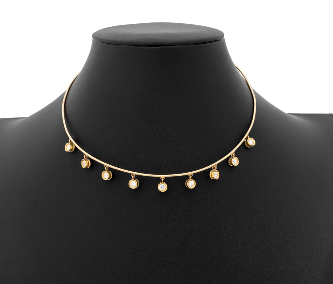 18K Yellow Gold Diamond Torque Necklace (1 of 7)