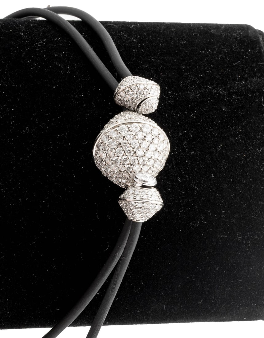 18K White Gold Diamond Pendant Cord Necklace (1 of 7)