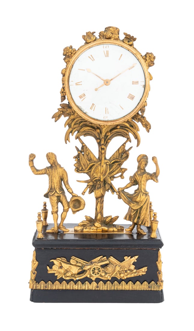 Empire Style Gilt Metal and Ebonized Mantel Clock (1 of 7)