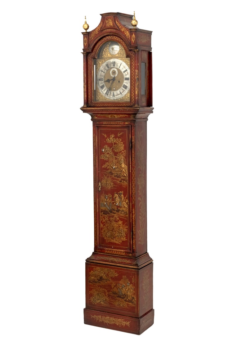 George II Red Japanned and Gilt Longcase Clock (1 of 7)