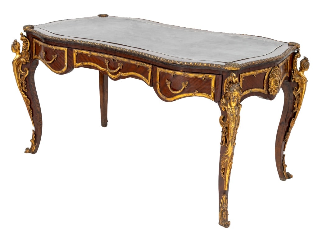 Louis XV Style Gilt Metal and Mahogany Bureau Plat (1 of 12)