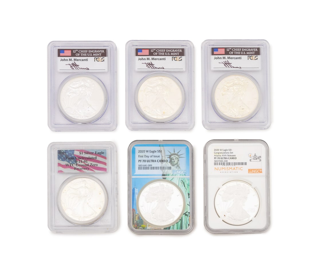 U.S. $1 Silver Eagle Coins, NGC & PCGS Graded, 6 (1 of 20)