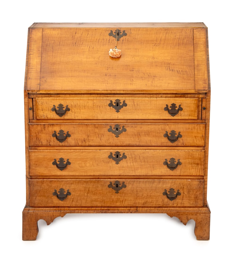 American Chippendale Tiger Maple Slant Front Desk - 2